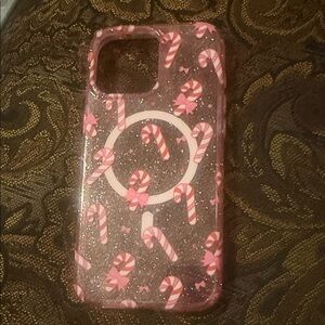 Velvet Caviar iPhone 16 pro max Candy Cane Phone Case - Pink glitter